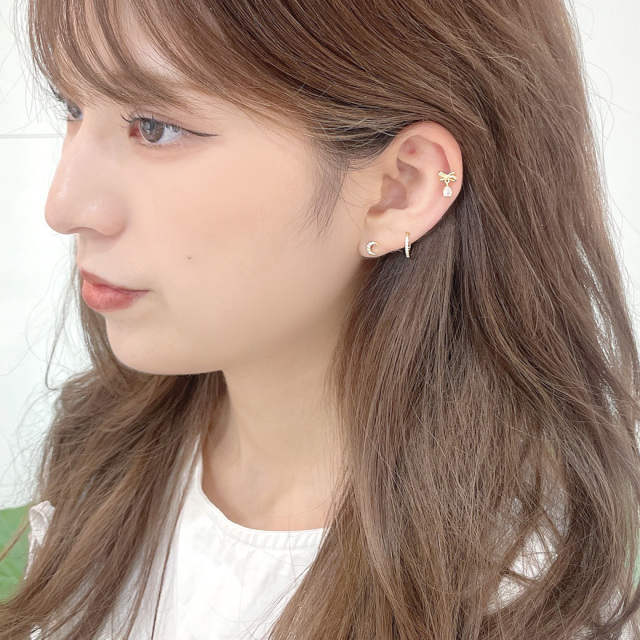 14G 16G ］繊細に輝く大人かわいいい ちび MOON ジュエルストレート