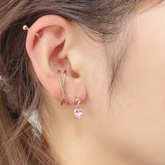 16G14G］ゆらゆら可愛いハートジュエル♪ピンクゴールドで大人可愛く