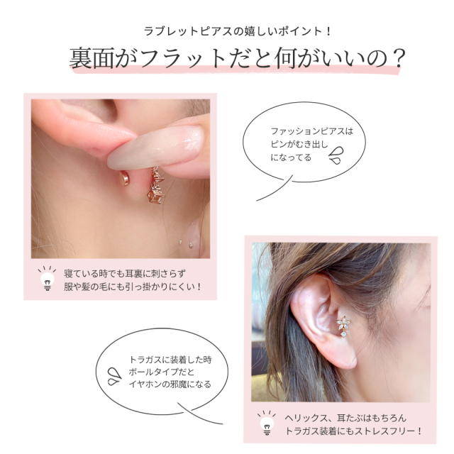 16G］CZフラワーラブレット トラガス ホールに負担の少ないインター