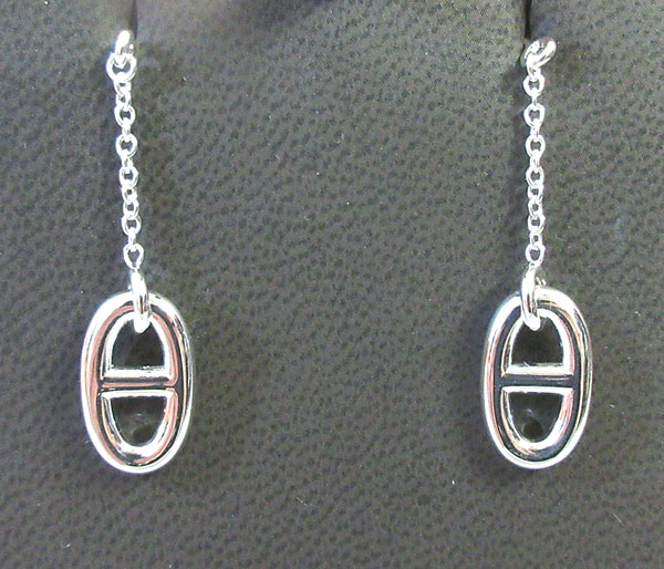 新品》 エルメス シェーヌダンクル ファランドール MM ピアス シルバー