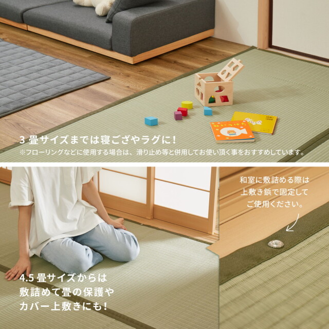 い草 ござ 風 4.5畳 四畳半 水に強い 拭ける 防カビ 防臭 江戸間 イ草