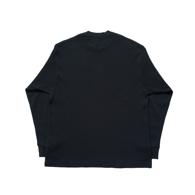 COMOLI コットンワッフル 長袖Tシャツ BLACK