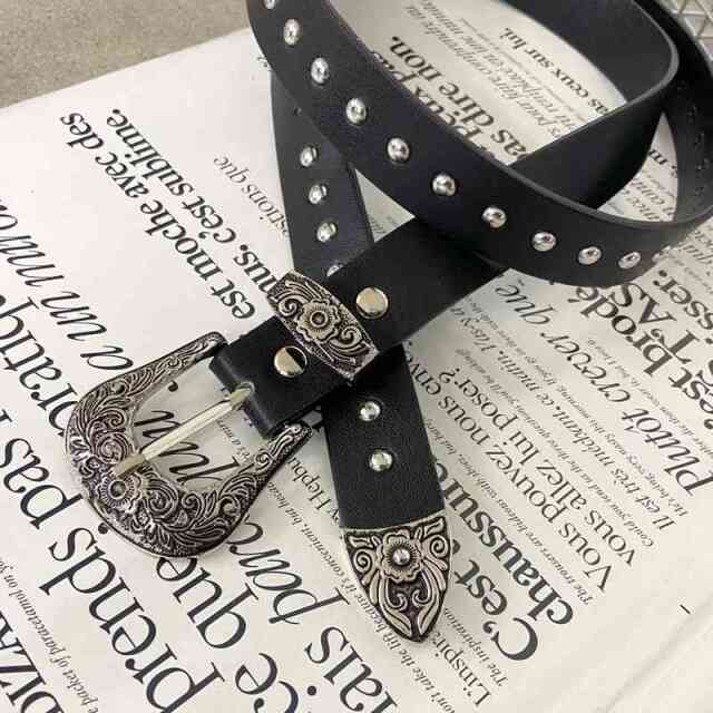 non-hedge アンティーク風バックルスタッズベルト|TiMTiMオンライン