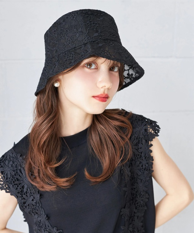 フラワー刺繍シアーバケットハット