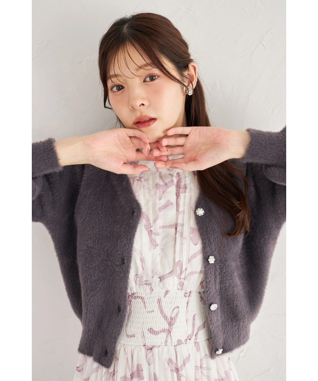 多種ビジュー釦シャギーニットカーディガン≪Shaggy and Fur Collection≫