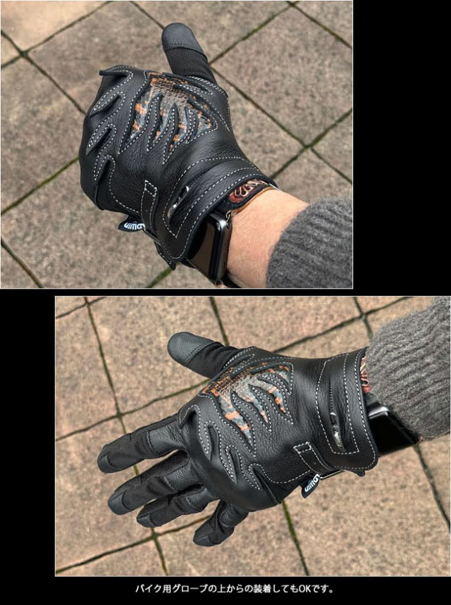 レザー フィンガーレスグローブ ハンドカバー バイク用グローブ 本革