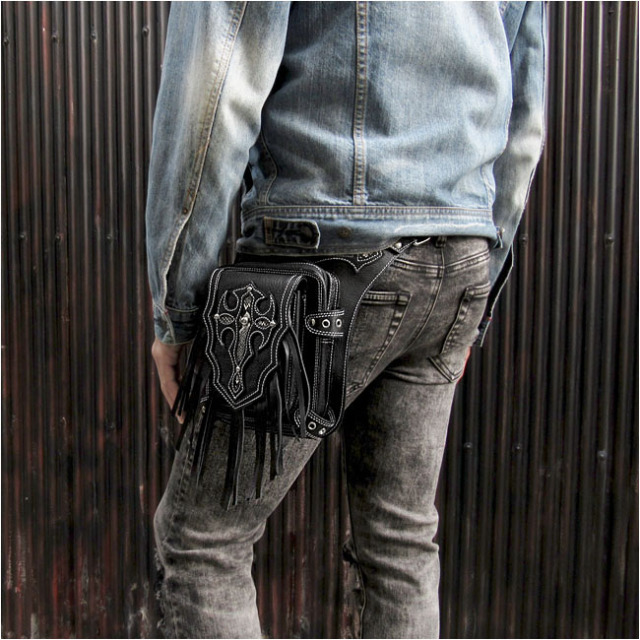 レザー ウエストバッグ レッグベルト付き レッグバッグ レッグポーチ