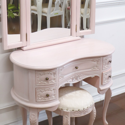 三面鏡ドレッサー (ピンク)｜Chiptyシリーズ 姫系家具｜おしゃれ家具