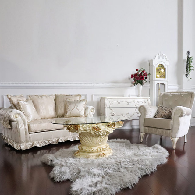 ロココ調 ガラスセンターテーブル 幅120cm｜おしゃれな家具通販【輸入