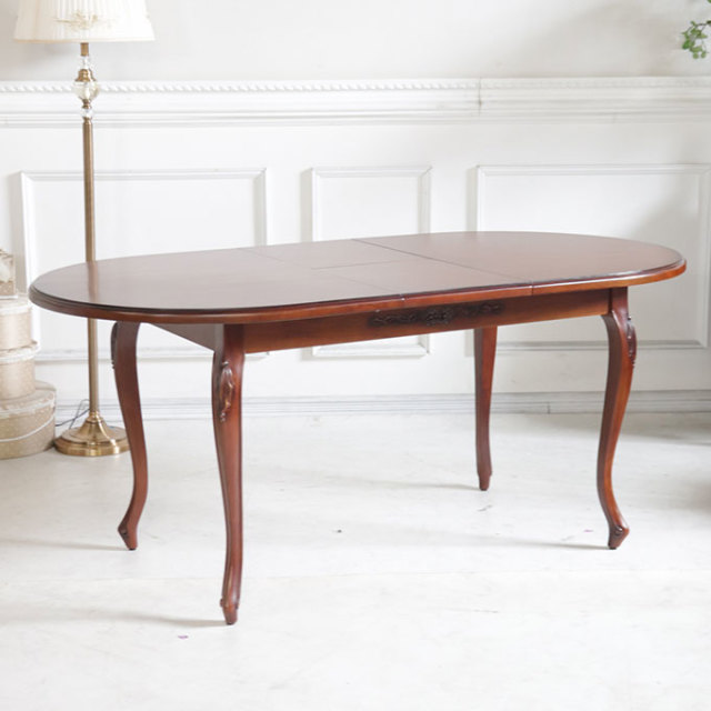 伸長式 ダイニングテーブル 輸入家具 アンティーク調 猫脚 木製