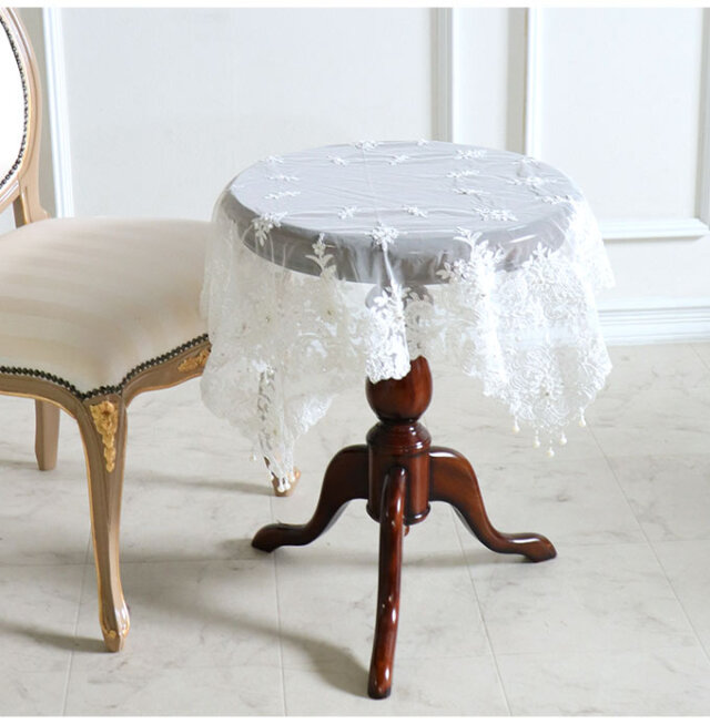 フレンチレーステーブルクロス ホワイト 85×85cm｜おしゃれインテリア