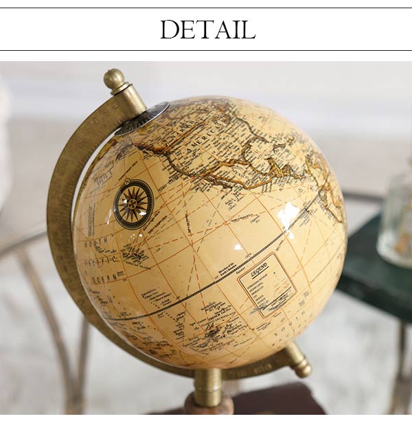 アンティーク風 インテリア地球儀 球径12cm 高さ22cm｜おしゃれ