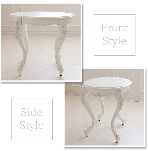 サイドテーブル 白 カフェテーブル おしゃれ 輸入家具 猫脚 コーヒー