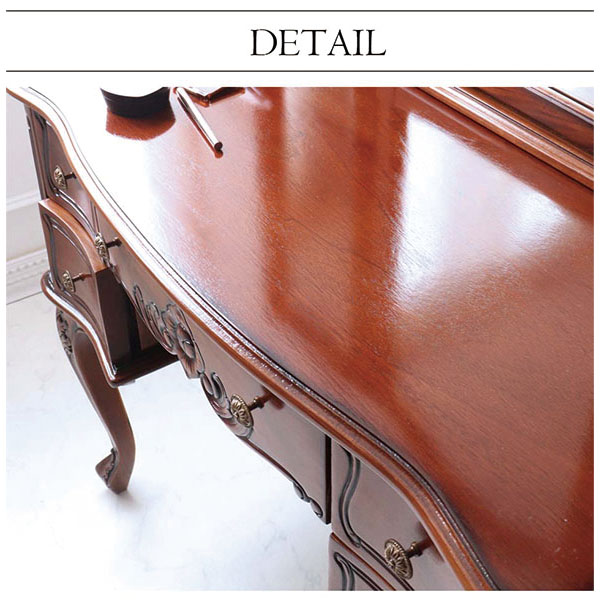 三面鏡ドレッサー(ブラウン)｜高級マホガニー家具VENECHIA｜おしゃれ