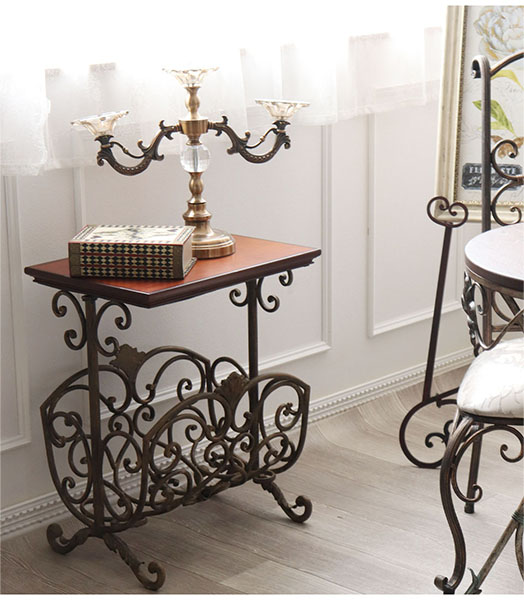 アイアン製 アンティーク調 マガジンラックテーブル 収納付き おしゃれ