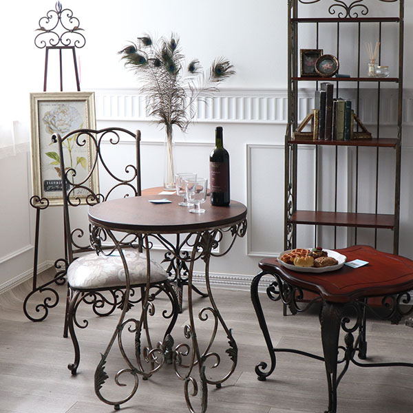 アイアン製 アンティーク調 ラウンドテーブル 60cm 猫脚 おしゃれ 輸入