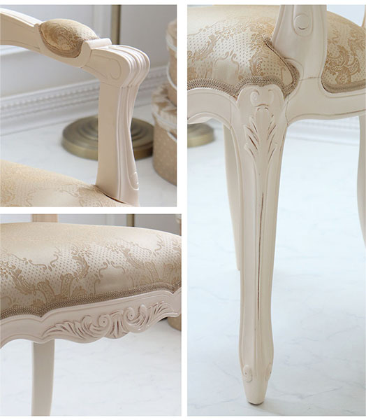 アームチェア 椅子 イス おしゃれ 単品 木製 肘付き ロココ調 姫系