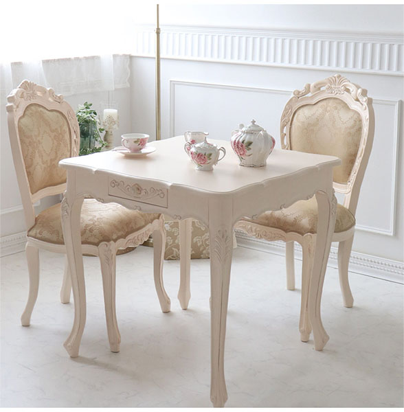 ダイニングテーブル 幅75cm｜ヨーロピアンクラシックホワイト