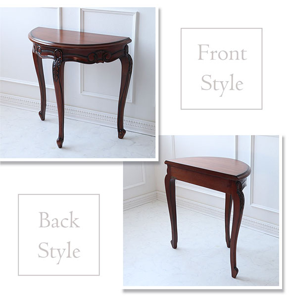 猫脚 コンソール 花台 幅74cm 半円 おしゃれ アンティーク スリム