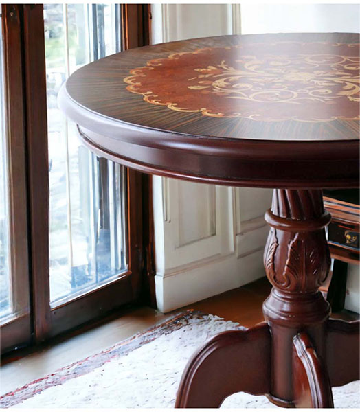 フレンチマルシェ 象嵌コーヒーテーブル（サイドテーブル） φ60cm｜Y