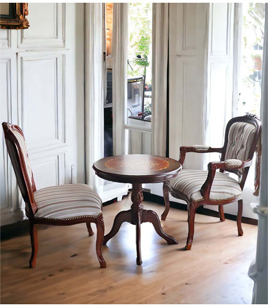 フレンチマルシェ 象嵌コーヒーテーブル（サイドテーブル） φ60cm｜Y