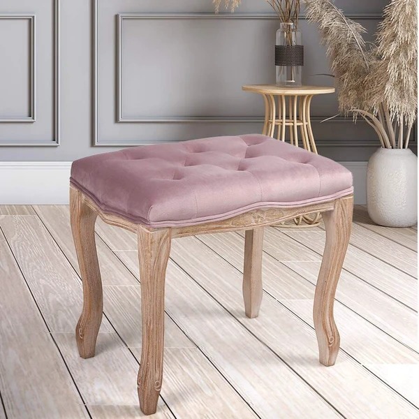 フレンチシャビーインテリア 猫脚スツール（ベロアピンク)｜Y-KAGU