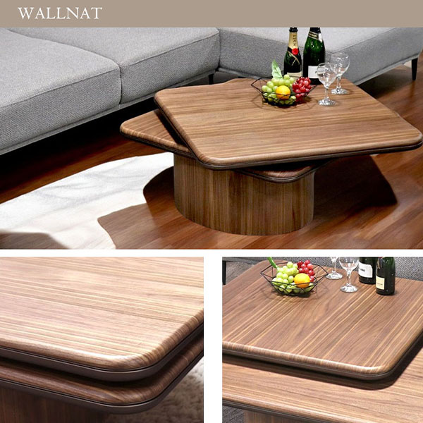 全2色】 HOBANG 伸長＆回転式 センターテーブル（ブラックオーク