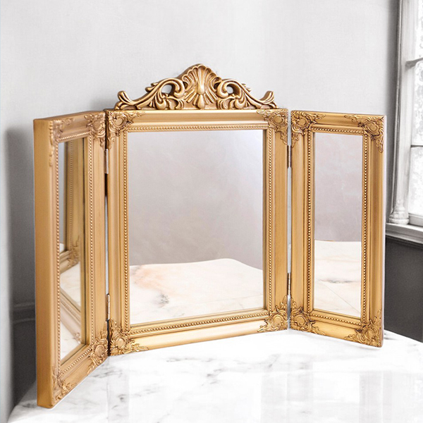 全3色】ロココ調 卓上型 スタンディングミラー 三面鏡 チャーチル