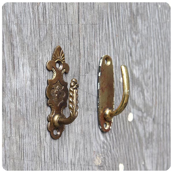 イギリス アンティーク ウォールフック2個セット/壁掛けフック/真鍮