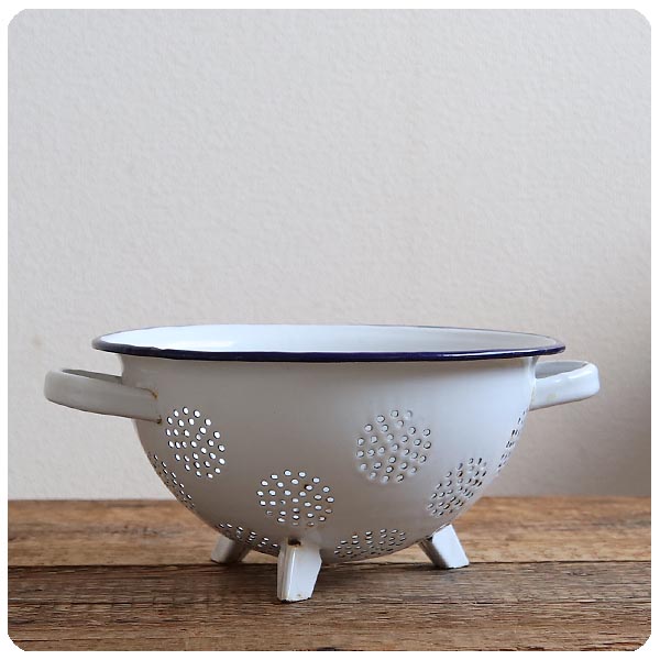 イギリス アンティーク ホーローコランダー 水切りボウル 琺瑯