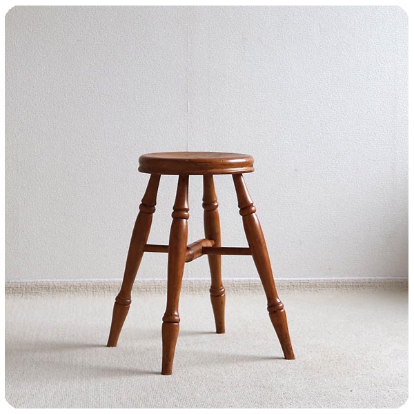 イギリス アンティーク スツール 木製椅子 丸イス カントリー