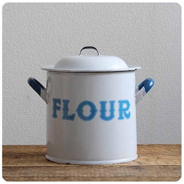 イギリス アンティーク ホーロー製 フラワー缶 FLOUR 小麦粉