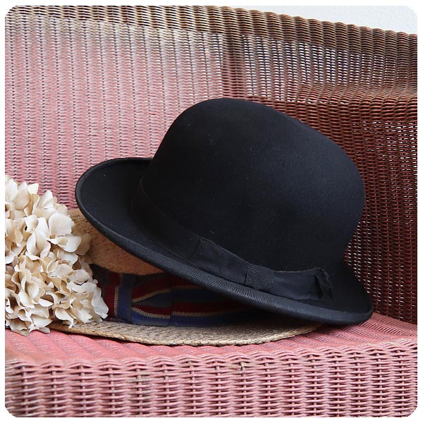 イギリス アンティーク ボーラーハット/帽子/山高帽/インテリア/店舗