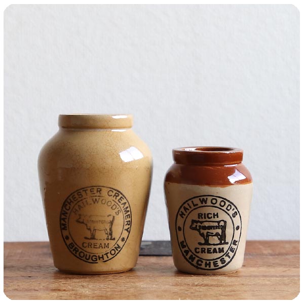 イギリス アンティーク 陶器クリームポット2本セット/クリームボトル