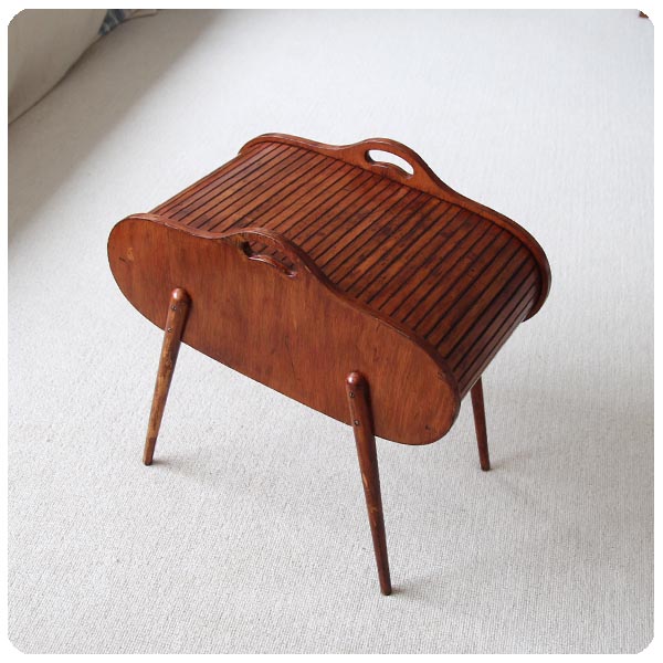 イギリス アンティーク 蛇腹のソーイングボックス/裁縫箱 J-782