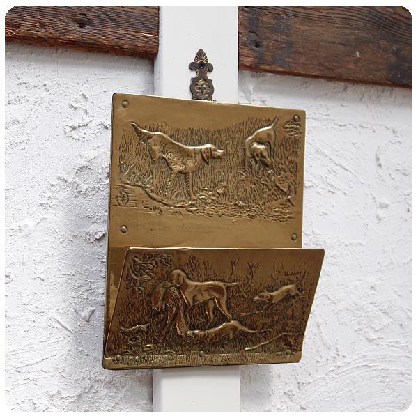 イギリス アンティーク 壁掛けレターラック 真鍮 K-798