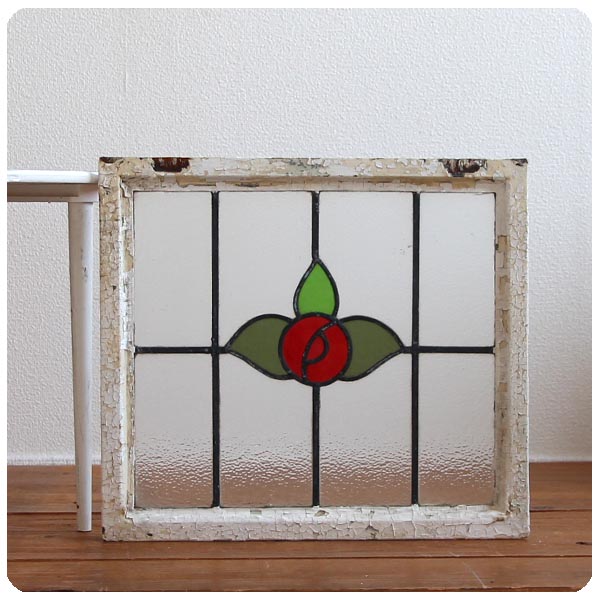 イギリス アンティーク ステンドグラス/鉄枠/扉/ガラス窓/採光【人気の