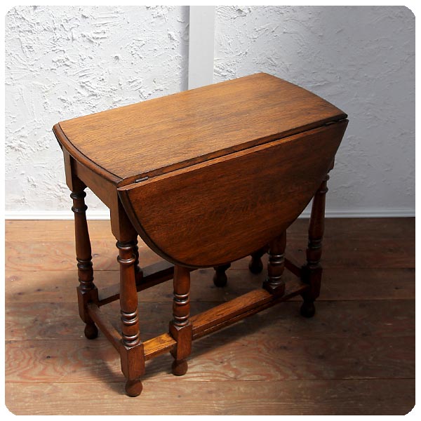 イギリス アンティーク ゲートレッグテーブル オーク 無垢材 伸長式