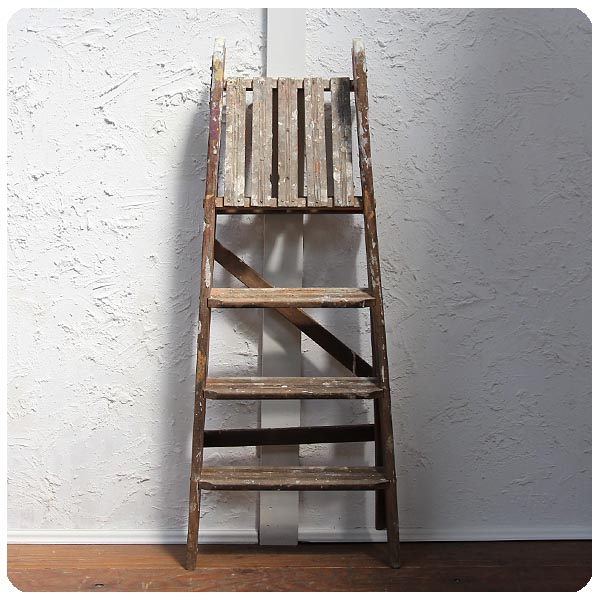 イギリス アンティーク ステップラダー 木製脚立 店舗什器 飾り台