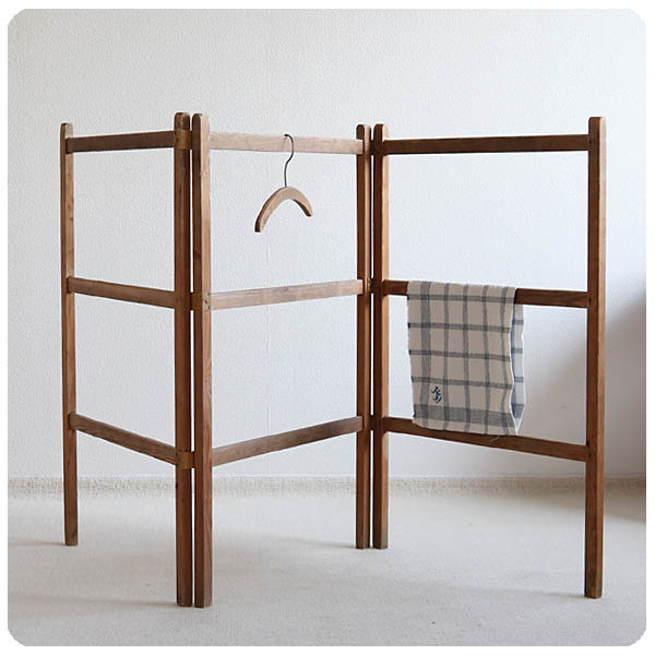 英国 アンティーク タオルハンガー/レール/折りたたみ/リネンラック