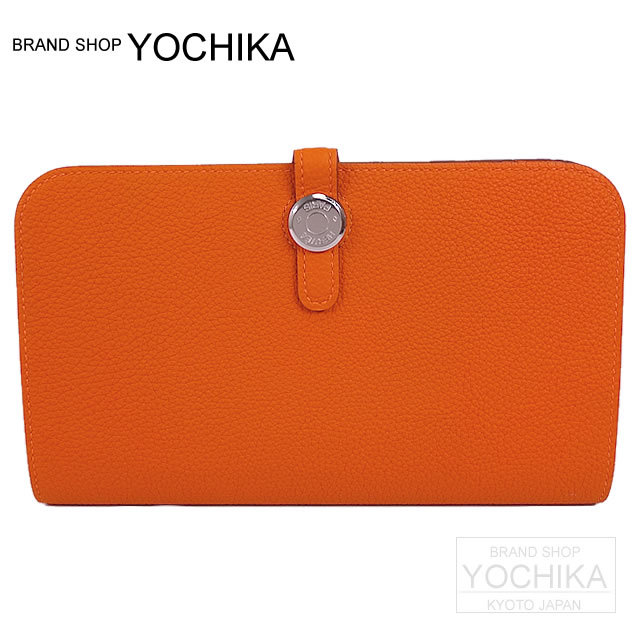 HERMES エルメス 財布 ドゴン GM オレンジ トゴ シルバー金具 新品
