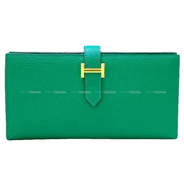 HERMES エルメス 長財布 ベアンスフレ ミント (メンス) シェーブルミゾ