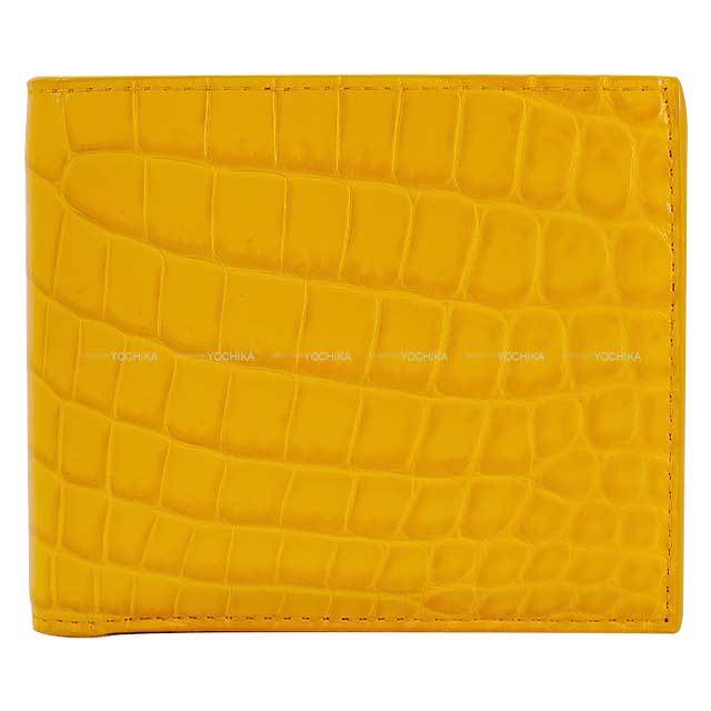 BOTTEGAVENETA ボッテガヴェネタ 二つ折り財布 イエロー クロコダイル