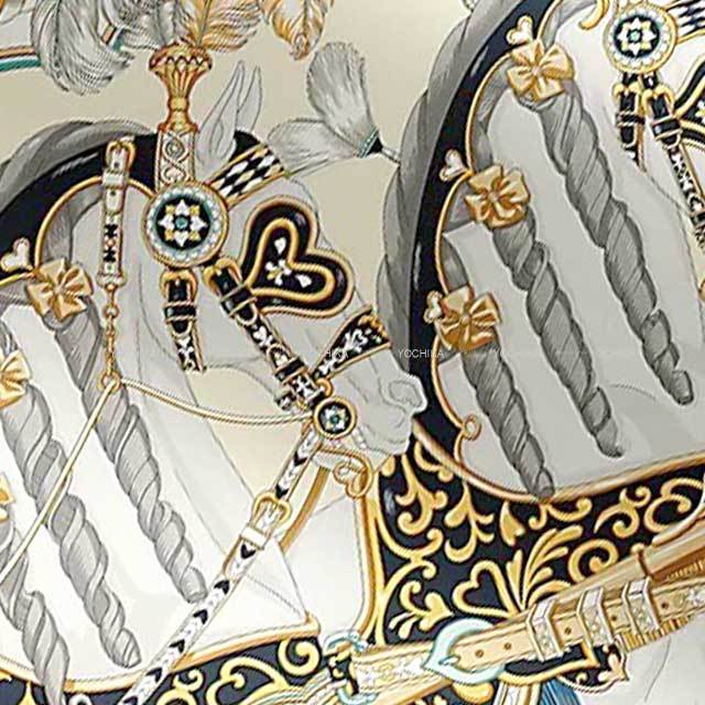 HERMES エルメス スカーフ カレ90 アルネ ドゥ クール クレーム/マリン