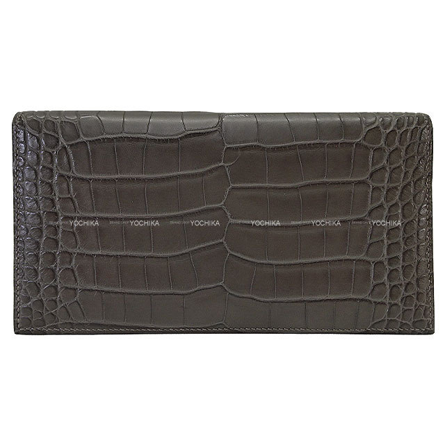 HERMES エルメス 長財布 MC2 フレミング グラファイト クロコダイル