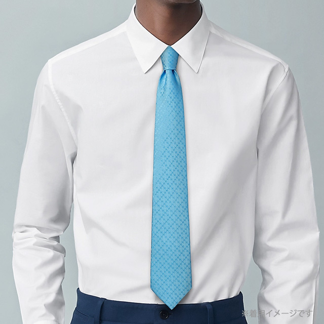 HERMES エルメス ネクタイ Hロゴ ネクタイ FACONNEE H ブルーラック