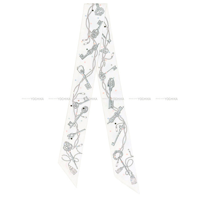 HERMES エルメス スカーフ ツイリー レクレアポア 白/グリスアシエ