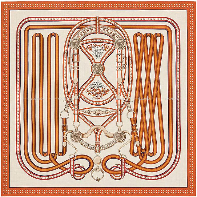 HERMES エルメス スカーフ カレ140 グラントゥラララ オレンジ