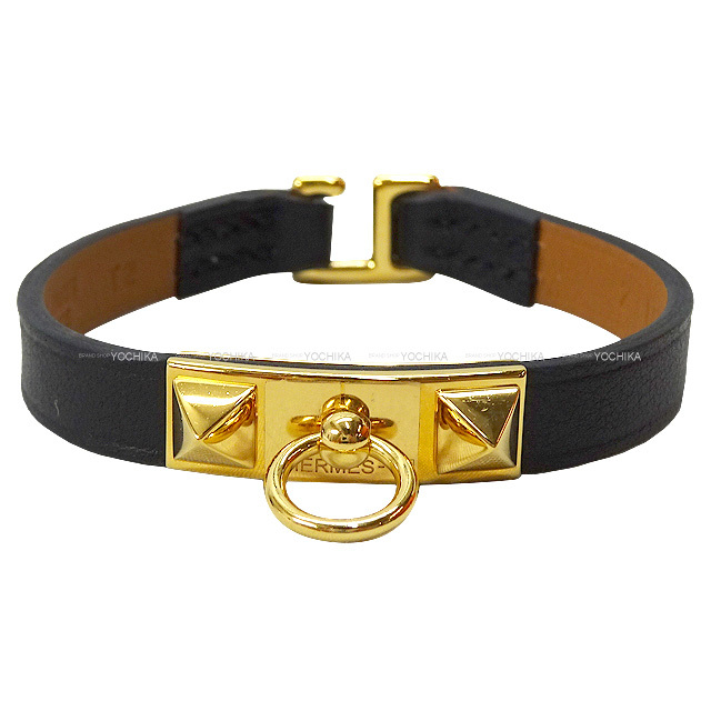 HERMES エルメス ブレスレット マイクロ リヴァル ＃T2 黒 (ブラック