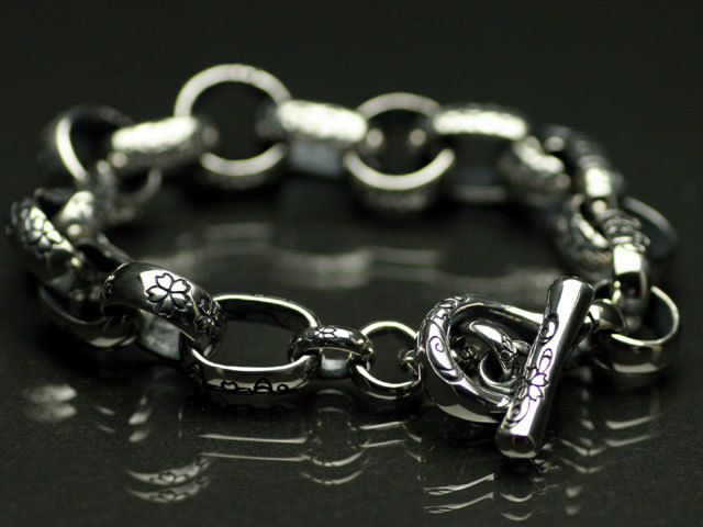 桜シルバーブレスレット/21cm/桜 アクセサリー/和柄ブランド 然